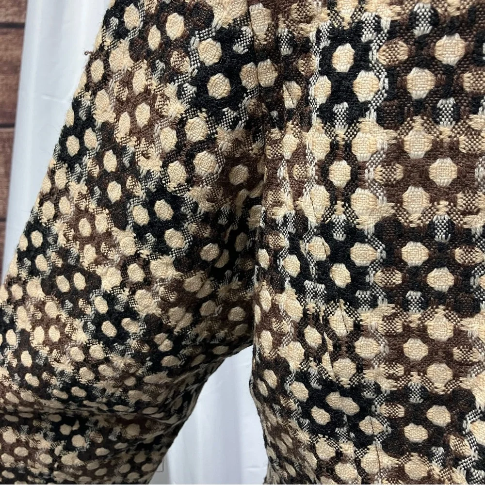 Sigrid Olsen Wool Blazer Lined‎ geometric Plaid Black Brown Preppy Secretary L
